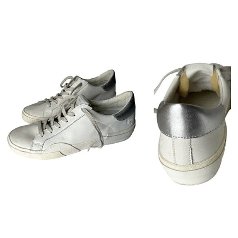 Dolce Vita Zina Sneakers Womens 8.5 White Silver Leather Low Top Casual Shoes